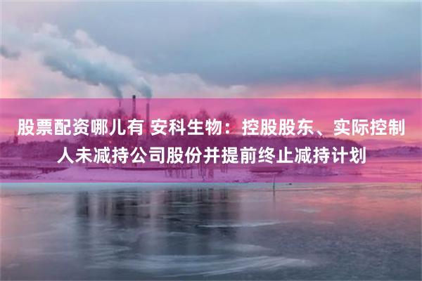 股票配资哪儿有 安科生物：控股股东、实际控制人未减持公司股份并提前终止减持计划